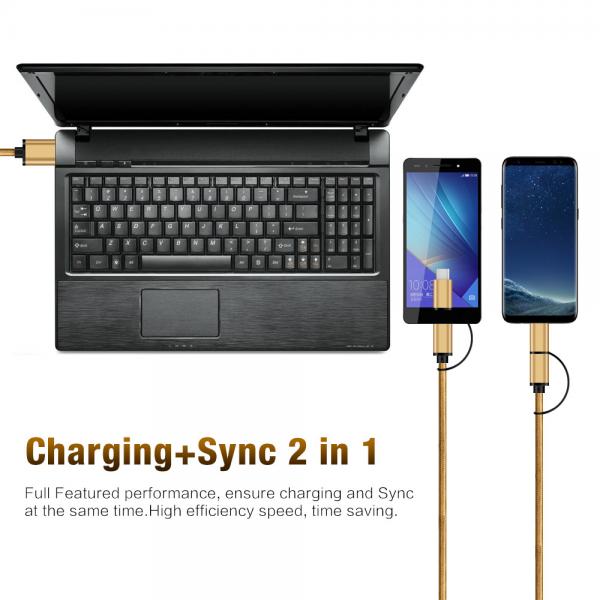 Picture of 2 in 1 Micro&Type C to USB3.0A Nylon(yellow)usb cable